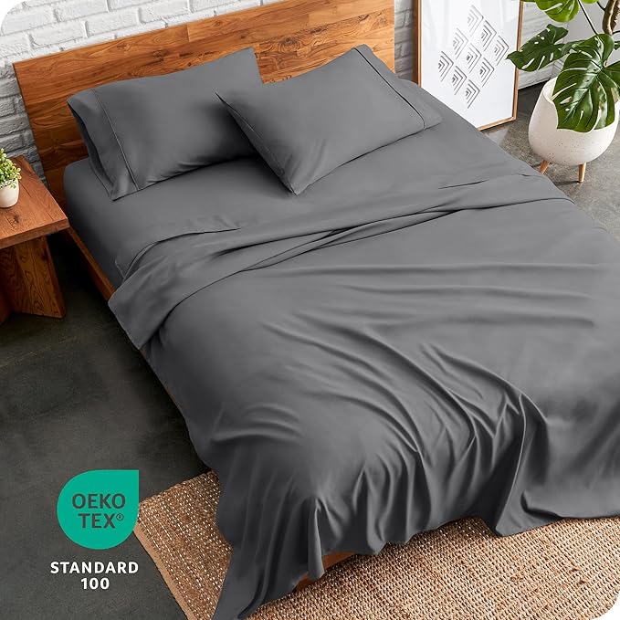 Bare Home Split California King Sheet Set - 1800 Ultra-Soft Microfiber Split California King Bed Sheets - Double Brushed - Deep Pockets - Easy Fit - 5 Piece Set - Bed Sheets (Split Cal King, Grey)