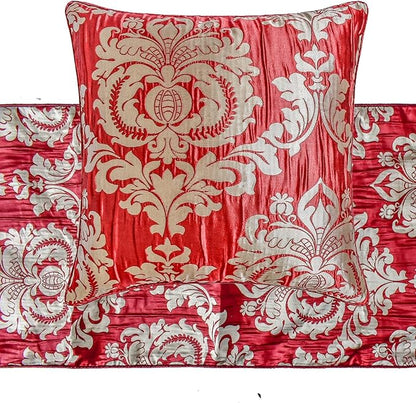 The HomeCentric Red Bed Runner for King/Queen/Twin Jacquard Decorative Bed Scarf 53"x18" Bed Runner Without Pillow Cover, Damask Bed Scarf Bedroom Décor Accent - Crimson Damask