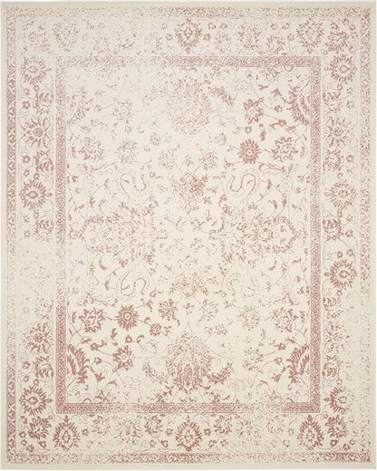 SAFAVIEH Area Rug 8x10 - Adirondack Collection - Large - Ivory & Rose, Distressed Vintage Floral Design, Non-Shedding & Easy to Clean, Ideal for Living Room, Bedroom, Dining Space (ADR109H)