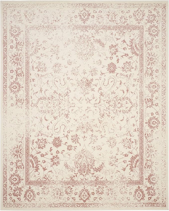 SAFAVIEH Area Rug 11x15 - Adirondack Collection - Large - Ivory & Rose, Distressed Vintage Floral Design, Non-Shedding & Easy to Clean, Ideal for Living Room, Bedroom, Dining Space (ADR109H)