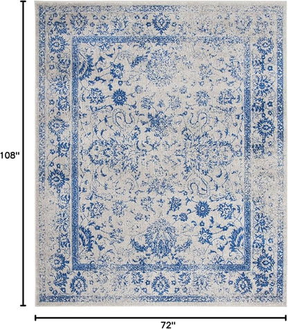 SAFAVIEH Area Rug 6x9 - Adirondack Collection - Grey & Blue, Distressed Vintage Floral Design, Non-Shedding & Easy to Clean, Ideal for Living Room, Bedroom, Dining Space (ADR109A)