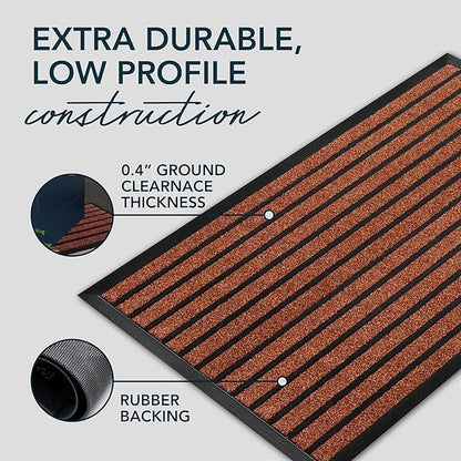 ubdyo Extra Durable Door Mat - Dirt Trapping Outdoor Welcome Mats - Non-Slip Outdoor Indoor Entrance - Low Profile Front Doormat (47" x 32", Bright Burgundy)