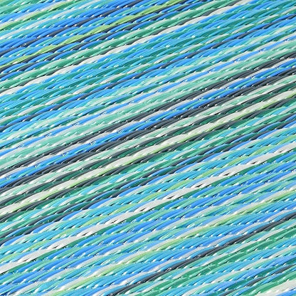 Fab Habitat Striped Non Slip Doormat - Durable, Thin - Recycled Plastic - Entryway, Front Door, Porch, Patio - Cancun Turquoise/Moss Green (24" x 36" Non-Slip)