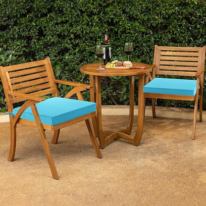 Outdoor Chair Cushions Set of 2: Waterproof & Fade Resistant Seat Cushion for Patio Furniture - 19 x 19 x 2 Inch Chair Pads with Ties and Hidden Zipper - Patio Chair Cushion Replacement, Teal