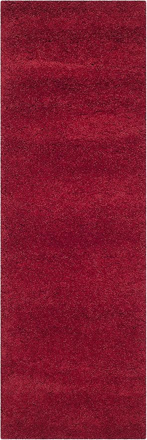 SAFAVIEH Milan Shag Collection Runner Rug - 2' x 6', Red, Solid Design, Non-Shedding & Easy Care, 2-inch Thick Ideal for High Traffic Areas in Living Room, Bedroom (SG180-4040)