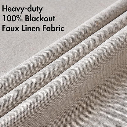MIULEE 100% Blackout Linen Textured Curtains for Bedroom Solid Thermal Insulated Ivory Grommet Room Darkening Curtains & Drapes Luxury Decor for Living Room Nursery 52 x 54 Inch (2 Panels)
