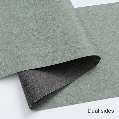 Table Runners 94 Inches Long, Dual-Sided Faux Leather Farmhouse Table Runner Waterproof Heatproof Non-Slip for Living Room Party Home Decor Holiday Decorations(Gray Sage Green, 12 x 94 Inch)