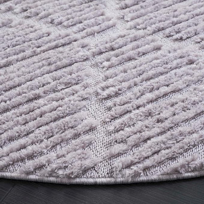SAFAVIEH Marrakesh Collection Area Rug - 8' Round, Grey, Geometric Design, Ideal for High Traffic Areas in Living Room, Bedroom, Dining (MRK517F)