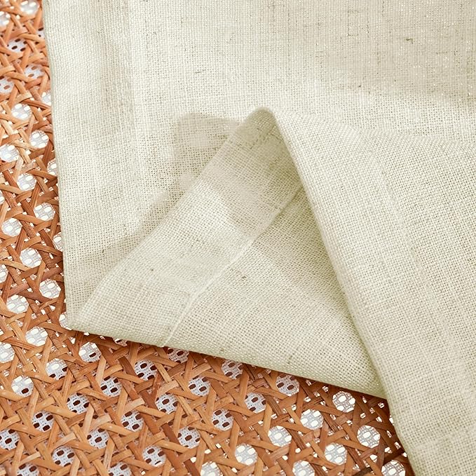 MASWOND Natural Pinch Pleated 96 Inch Curtains 2 Panels for Living Room Semi Sheer Linen Curtains Pinch Pleat Drapes for Bedroom Pinch Pleat Drapes with Hooks 50" Wx96 L