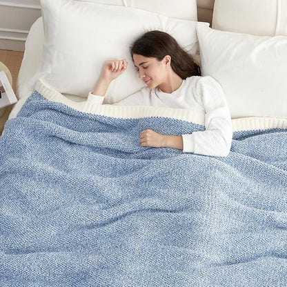 Snuggle Sac Heather Blue Bed Blanket Oversized Twin XL 66x90, Super Soft Warm Blankets for Bed, Living Room, Luxurious Microfiber Blanket Dupes, Heather Blue, 66x90