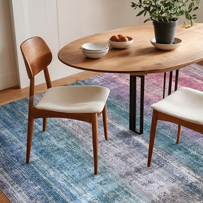 Kokia Abstract Area Rugs Boho Washable Distressed Retro Indoor 6x9 Rug Multicolor Low Pile Non-Slip Non-Shedding Red Carpet Bedroom Living Room Dining Room, Oslo Orchid