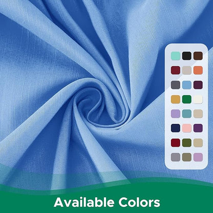 Biscaynebay Wrap Around Bed Skirts for King & Cal King Beds 15" Drop, Denim Blue Elastic Dust Ruffles with Adjustable Belts Silky Luxrious Fabric Machine Washable