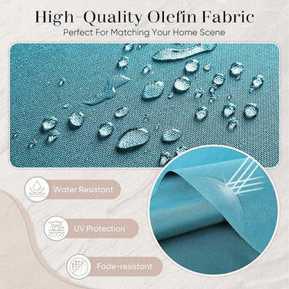 Outdoor Seat Cushion Set-24 x 24 x 6 Inch Outdoor Chair Cushions Set of 2 with Water Resistant & Removable Cover Outdoor Cushions for Patio Furniture Chair Sofa Couch-Light Blue