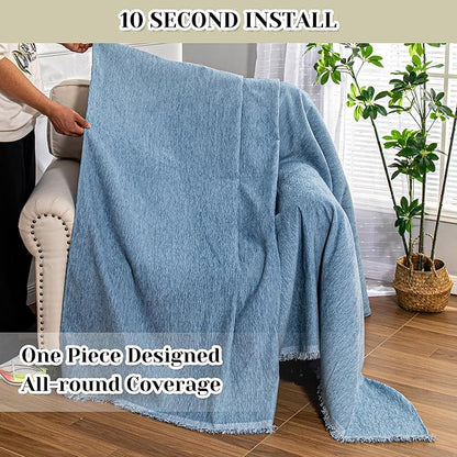 MEETSKY Oversized Chair Cover Washable Single Sofa Covers Recliner Covers Thick Sofa Throw Cover for Pets Dogs, Sofa Slipcovers Furniture Covers Modern Style for Living Room Decoration, 71"x 91", Blue