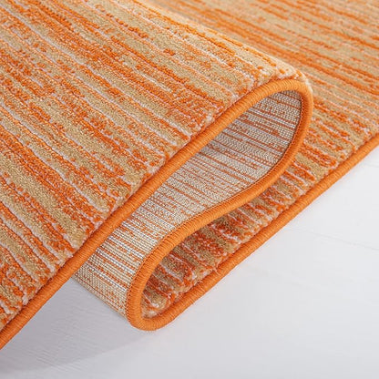 SAFAVIEH Vision Collection Area Rug - 6'7" Square, Orange, Modern Ombre Design, Non-Shedding & Easy to Clean, Ideal for Living Room, Bedroom, Dining Space (VSN606P)