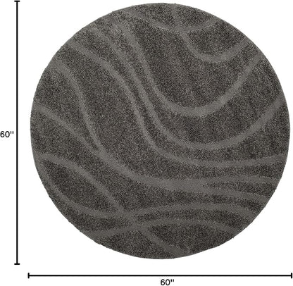 SAFAVIEH Florida Shag Collection Area Rug - 5' Round, Grey & Grey, Non-Shedding & Easy Care, 1.2-inch Thick Ideal for High Traffic Areas in Living Room, Bedroom (SG471-8080)