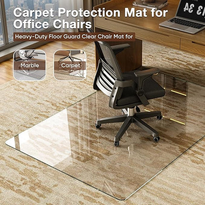 Antok Tempered Glass Chair Mat, 28"x42" Office Chair Mat for Carpet & Hardwood Floors, Heavy Duty 0.2" Desk Chair Mat for Smooth Rolling at Home or Office
