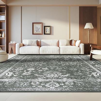SAFAVIEH Area Rug 8x10 - Adirondack Collection - Large - Dark Green & Ivory, Distressed Vintage Floral Design, Non-Shedding & Easy to Clean, Ideal for Living Room, Bedroom, Dining Space (ADR109Y)