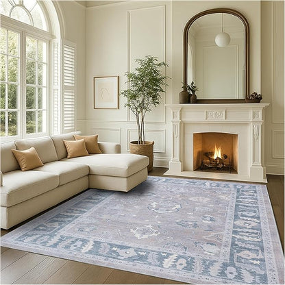 Fame Rugs Gray Modern Oushak Rug 10x13, Vintage Turkish Colorful Oriental Washable Antique Inspired Oversize Area Rugs, Luxury Living Room Bedroom (389GBB, 10' x 13')