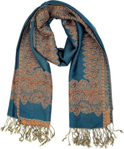 Achillea Big Paisley Pashmina Shawl Wrap for Women – Elegant Scarf for Weddings, Evening Dresses, Festivals & Daily Wear