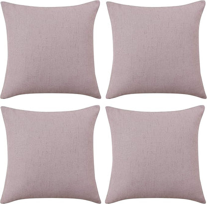 Deconovo Blank Pillow Covers 18x18, Throw Cushion Cover Set of 4, Faux Linen Decorative Pillowcases for Sofa Couch(18 x 18 Inch, Dusty Rose, Set of 4 No Pillow Insert)