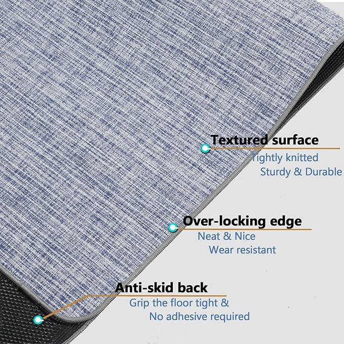 Chair Mat for Hardwood & Tile Floor, 36" x 48" Heavy Duty Office Chair Mat for Rolling Chairs, Anti Slip, Non-Curve, Floor Protector for Home Office, Blue White