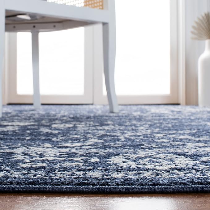 SAFAVIEH Area Rug 8x10 - Adirondack Collection - Large - Navy & Ivory, Distressed Vintage Floral Design, Non-Shedding & Easy Cleaning, Ideal for Living Room, Bedroom, Dining Space (ADR109N)