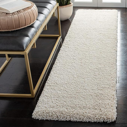 SAFAVIEH Milan Shag Collection Runner Rug - 2' x 20', Ivory, Solid Design, Non-Shedding & Easy Care, 2-inch Thick Ideal for High Traffic Areas in Living Room, Bedroom (SG180-1212)