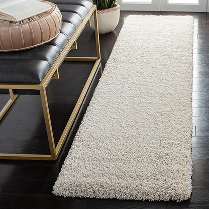 SAFAVIEH Milan Shag Collection Runner Rug - 2' x 16', Ivory, Solid Design, Non-Shedding & Easy Care, 2-inch Thick Ideal for High Traffic Areas in Living Room, Bedroom (SG180-1212)