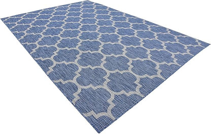 Unique Loom Outdoor Trellis Collection Area Rug (7' 10" x 11' 4" Rectangle, Navy Blue/ Ivory)