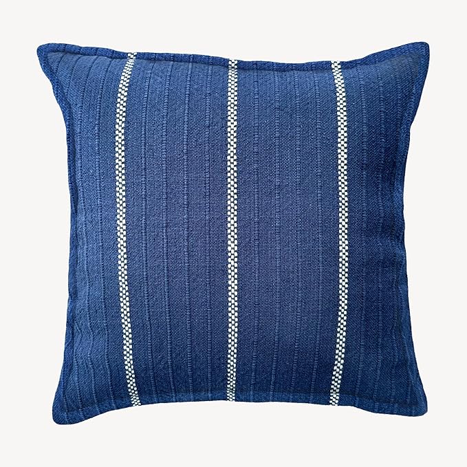SanVia Indigo Snug Premium Cotton Throw Pillow Covers, 20 x 20 Inches, Artisan Made, Luxurious Handwoven Reversible Couch Pillow Covers with Hidden Zipper, Elegant Home Décor, Insert Not Included