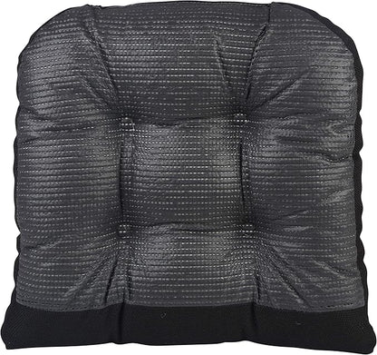 Klear Vu Gripper Overstuffed Universal Non-Slip Dining Chair Cushions for Kitchen Decor or Office Use, U-Shaped Skid-Proof Seat Pad, 17x17 Inches, 2 Count (Pack of 1), Solid Midnight Black