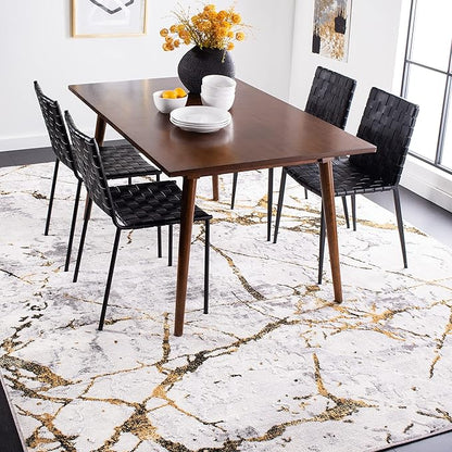 SAFAVIEH Area Rug 8x10 - Amelia Collection - Large - Grey & Gold, Modern Design, Non-Shedding & Easy Cleaning, Ideal for Living Room, Bedroom, Office, Dining Space (ALA293G)