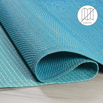 Fab Habitat Outdoor Rug - Waterproof, Fade Resistant, Crease-Free - Premium Recycled Plastic - Ombre - Porch, Deck, Balcony, Hallway, Poolside - Big Sur - Teal - 2.5 x 8 ft Runner