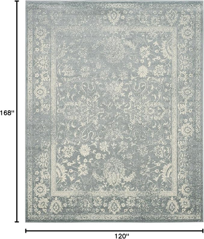 SAFAVIEH Area Rug 10x14 - Adirondack Collection - Large - Slate & Ivory, Distressed Vintage Floral Design, Non-Shedding & Easy to Clean, Ideal for Living Room, Bedroom, Dining Space (ADR109T)