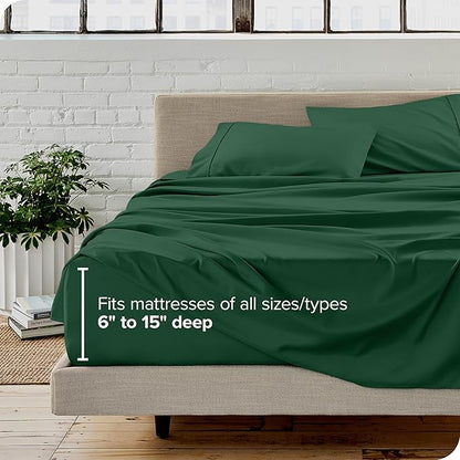Bare Home Twin Sheet Set - 1800 Ultra-Soft Microfiber Twin Bed Sheets - Double Brushed - Deep Pockets - Easy Fit - Extra Soft - 3 Piece Set - Bedding Sheets & Pillowcases (Twin, Forest Green)