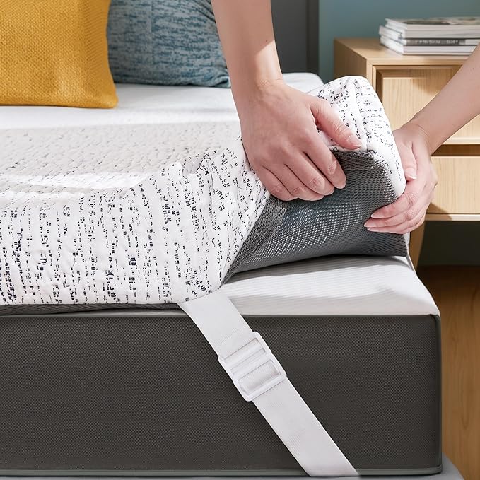 Subrtex Mattress Topper Cover Full Size 3 Inch (Only Cover) Mattress Topper Protector Bedding Removable Encasement with Zipper Closure