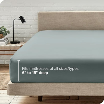Bare Home Fitted Bottom Sheet King Size - Premium 1800 Microfiber - Ultra-Soft Hotel Luxury - Deep Pocket - Durable and Long Lasting (King, Sea Spray)
