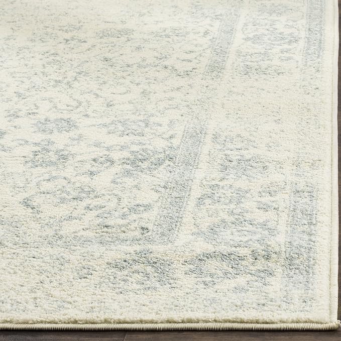 SAFAVIEH Area Rug 8x10 - Adirondack Collection - Large - Ivory & Slate, Distressed Vintage Floral Design, Non-Shedding & Easy Cleaning, Ideal for Living Room, Bedroom, Dining Space (ADR109S)