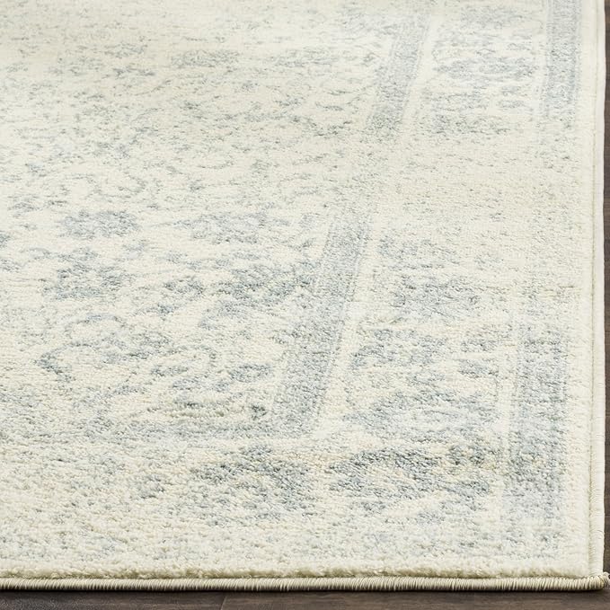SAFAVIEH Adirondack Collection Runner Rug - 2'6" x 16', Ivory & Slate, Distressed Vintage Floral Design, Non-Shedding & Easy to Clean, Ideal for Hallway, Foyer, Entryway, Bedroom (ADR109S)