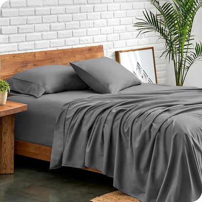 Bare Home Split King Sheet Set - 1800 Ultra-Soft Microfiber Bed Sheets - Double Brushed - Deep Pockets - Easy Fit - 5 Piece Set - Bed Sheets & Pillowcases (Split King, Grey)