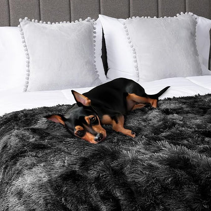 PetAmi Waterproof Dog Blanket for Small Medium Dogs, Calming Fleece Cat Blanket, Couch Protector Washable Sherpa Faux Fur Pet Throw for Puppy, Soft Reversible 29x40 Tie-Dye Black