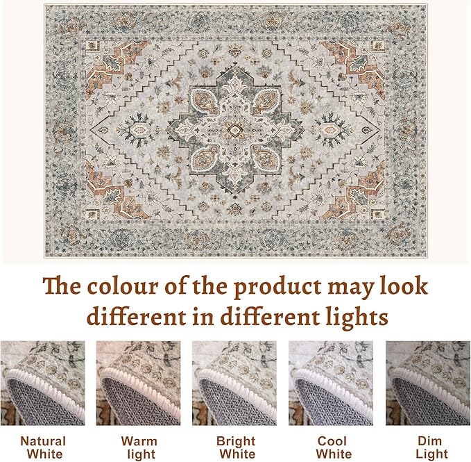 Tangsoo 2x6 Washable Runner Rug for Hallways, Non Slip Vintage Runner Rugs, Soft Low Pile Long, Print Distressed Greye Carpet Runners for Kitchen Bedroom Entryway Bathroom Living Room