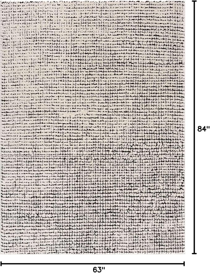 Hauteloom Keita Contemporary Mosaic Area Rug - High Pile Fluffy Soft Shag Carpet for Living Room, Bedroom - Black and White - 5'3" x 7' (5x7)