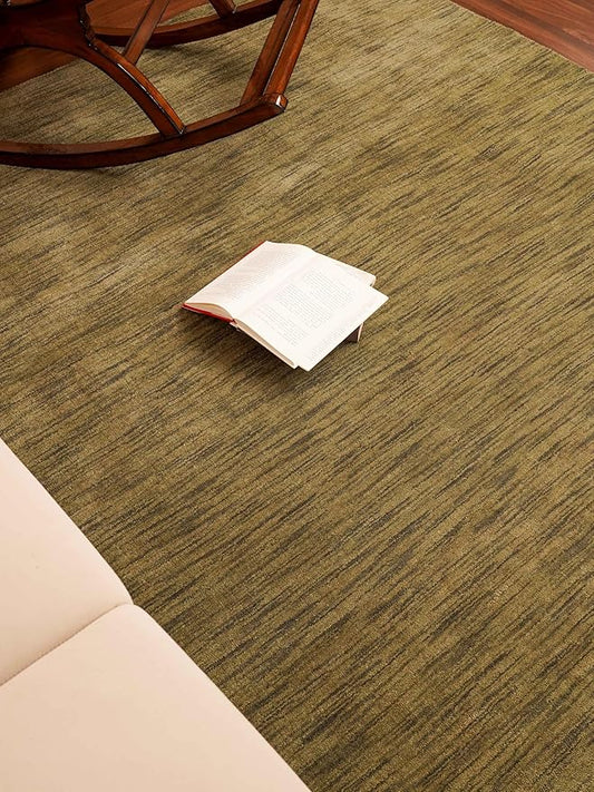 Rugsotic Carpets Hand Knotted Loom Wool 9'x12' Area Rug Solid Green L00111