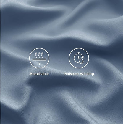 Bedsure Cooling Sheets Twin XL, Rayon Derived from Bamboo, Breathable & Soft Twin XL Sheet Sets, Deep Pocket Up to 16 Inches, Hotel Luxury Silky Dorm Bedding for Hot Sleepers, Dusty Blue