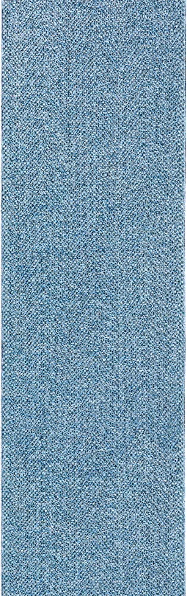 TOWN & COUNTRY BASICS Pax Herringbone Textured Solid Everwash® Washable Runner Area Rug, Low Pile, Non-Slip Backing, Easy Clean Pet & Family Friendly Rug, Blue, 2'5"x10'2"