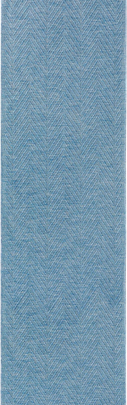 TOWN & COUNTRY BASICS Pax Herringbone Textured Solid Everwash® Washable Runner Area Rug, Low Pile, Non-Slip Backing, Easy Clean Pet & Family Friendly Rug, Blue, 2'5"x10'2"