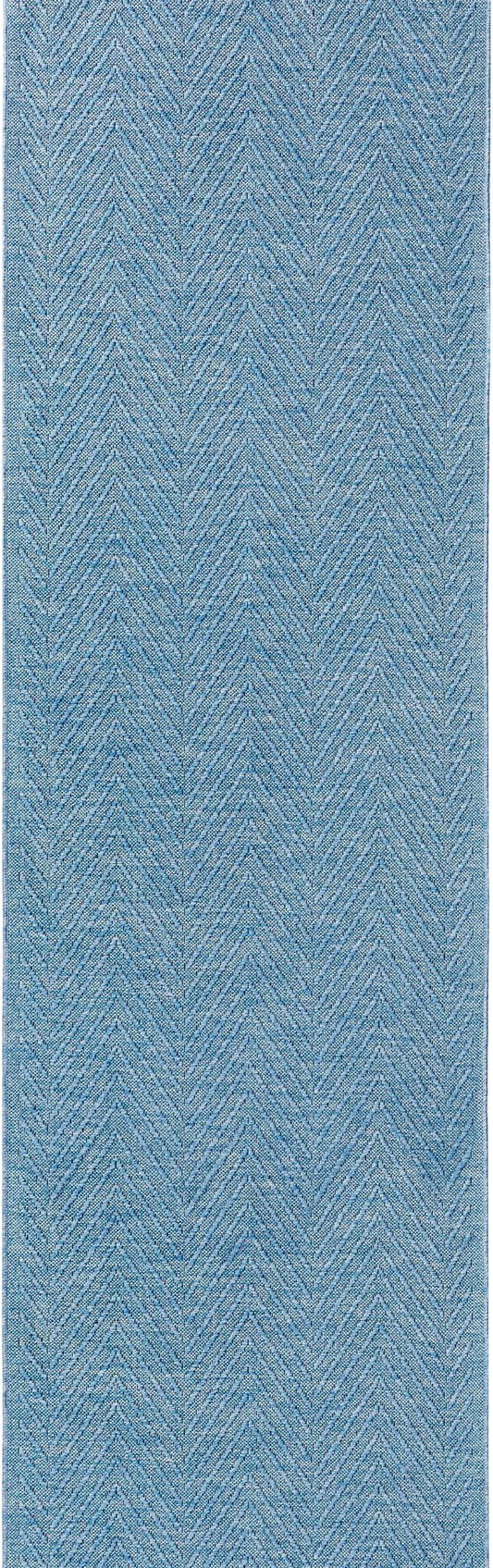 TOWN & COUNTRY BASICS Pax Herringbone Textured Solid Everwash® Washable Runner Area Rug, Low Pile, Non-Slip Backing, Easy Clean Pet & Family Friendly Rug, Blue, 2'5"x10'2"