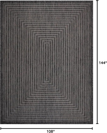 Adiva Rugs Outdoor Indoor Area Rug, Weather Resistant, Easy to Clean, Stain Resistant Floor Mat for Dining Room, Backyard, Deck, Patio (Pebble Weiss, 9' x 12')